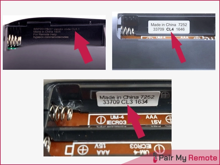 finding code list version of GE remotes