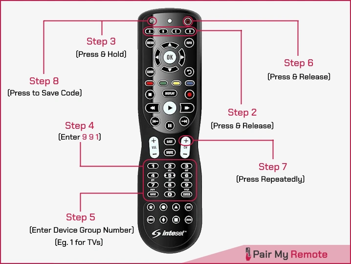 programming inteset remote without code